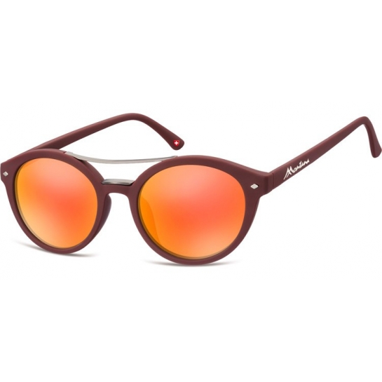 Okulary okrągłe brązowe lenonki lustrzane MS21F